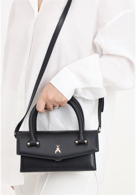 Black women's bag with golden metal brand symbol PATRIZIA PEPE | 8B0111/L102K103