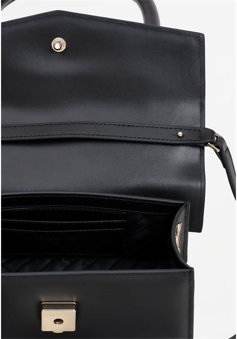 Black women's bag with golden metal brand symbol PATRIZIA PEPE | 8B0111/L102K103