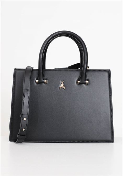 Black women's bag with golden metal logo plate PATRIZIA PEPE | Bags | 8B0171/L061K103