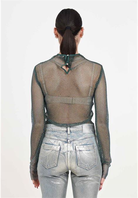 Green women's bodysuit with stone applications PATRIZIA PEPE | 8M1587/A9U8G570