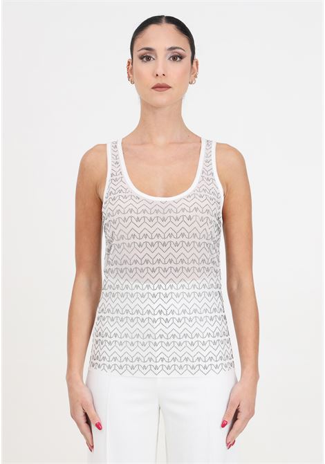 White women's top with rhinestone logo pattern PATRIZIA PEPE | Tops | 8M1591/J166W146