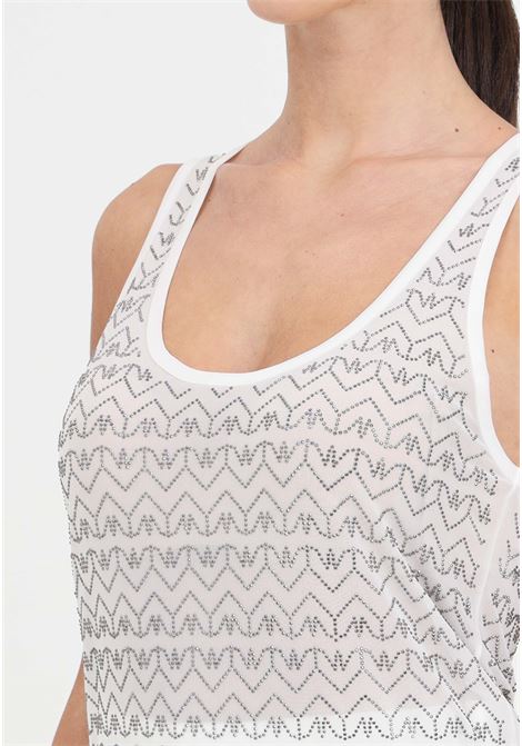 White women's top with rhinestone logo pattern PATRIZIA PEPE | 8M1591/J166W146