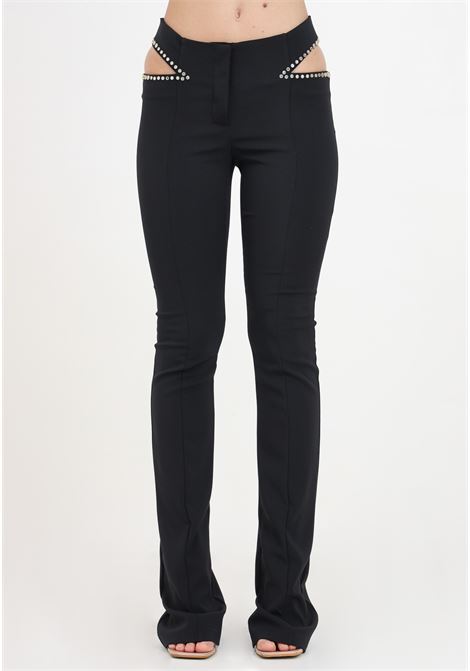 Pantaloni donna neri con dettaglio cut out con applicazioni dorate PATRIZIA PEPE | 8P0603/A6F5K103