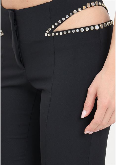 Black women's trousers with cut out detail with golden applications PATRIZIA PEPE | 8P0603/A6F5K103