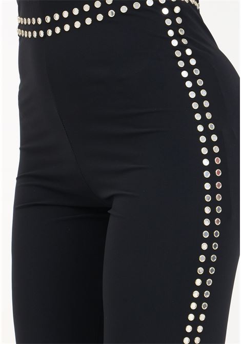 Black women's trousers with golden mirror applications PATRIZIA PEPE | 8P0604/JZ26K103