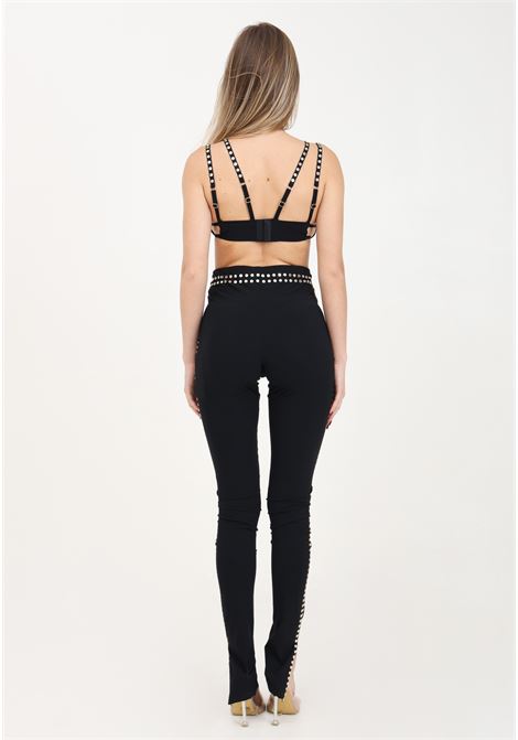 Black women's trousers with golden mirror applications PATRIZIA PEPE | Pants | 8P0604/JZ26K103