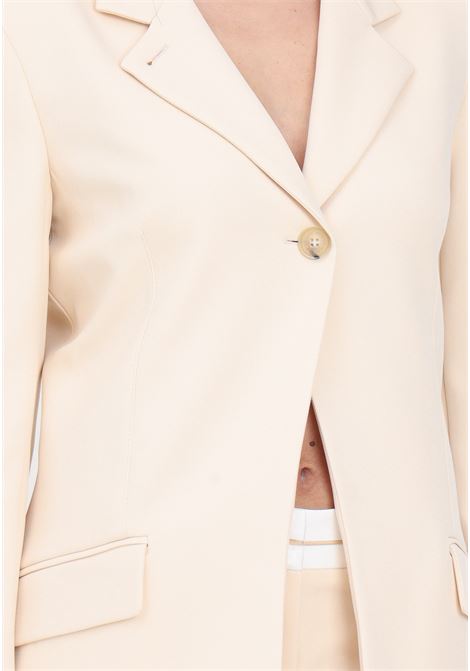 Ivory women's blazer with logo label PATRIZIA PEPE | 8S0485/A375B788