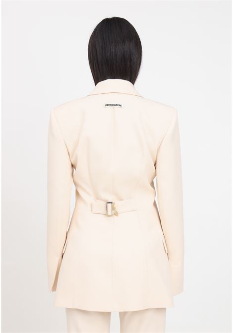 Ivory women's blazer with logo label PATRIZIA PEPE | Blazer | 8S0485/A375B788