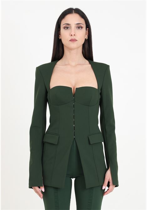 Essential bodice effect dark green women's jacket PATRIZIA PEPE | Blazer | 8S0490/J129G570