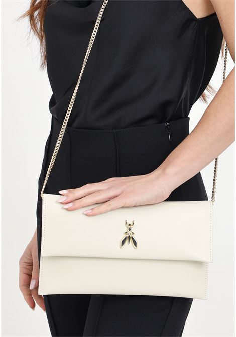 Beige women's clutch bag with fly logo application on the front PATRIZIA PEPE | Bags | CB5460/L011W338