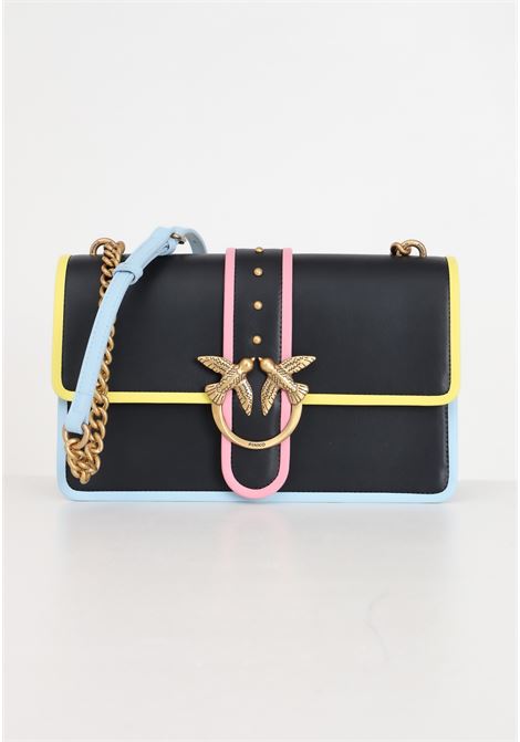 Love one classic black women's bag with yellow, blue and pink details PINKO | Bags | 100053-A1K1Z99Q