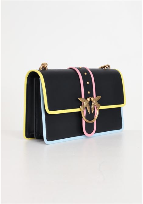 Love one classic black women's bag with yellow, blue and pink details PINKO | 100053-A1K1Z99Q