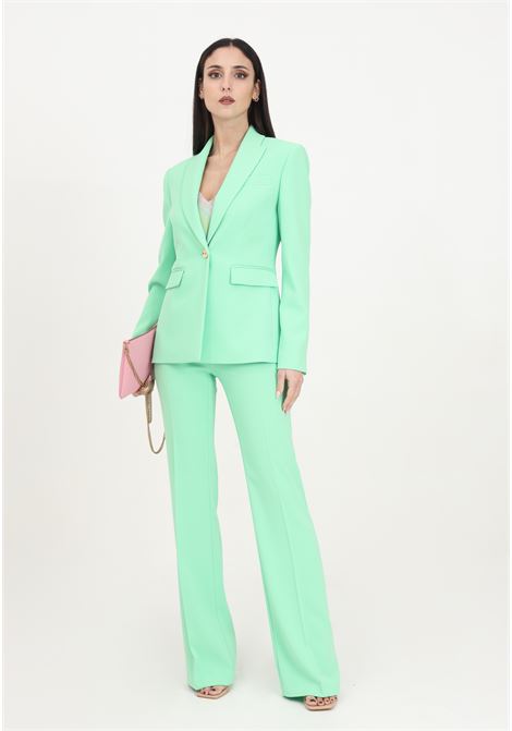 Pantaloni eleganti da donna flare-fit verde mazzolino in tessuto crêpe stretch PINKO | 100054-7624T38