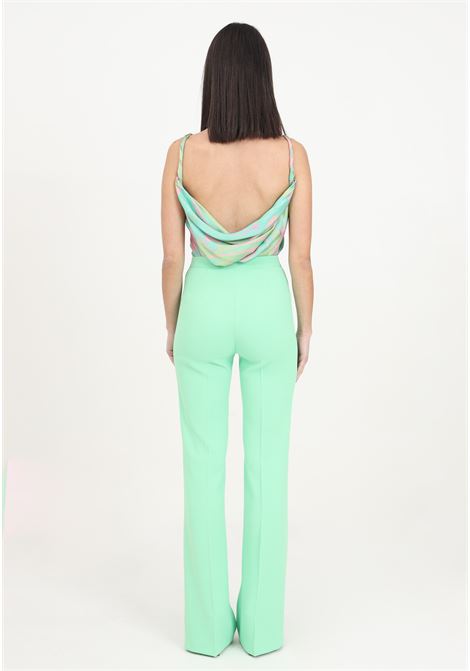 Pantaloni eleganti da donna flare-fit verde mazzolino in tessuto crêpe stretch PINKO | Pantaloni | 100054-7624T38