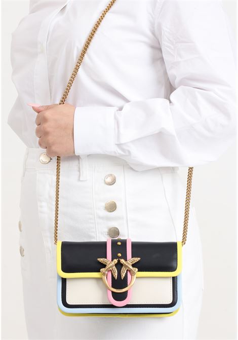 Love one pocket black women's bag with yellow, blue and pink details PINKO | 100061-A1K1ZZ2Q