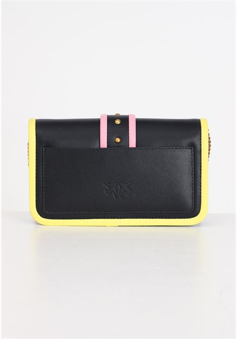 Borsa da donna nera Love one pocket con dettagli gialli azzurri e rosa PINKO | 100061-A1K1ZZ2Q