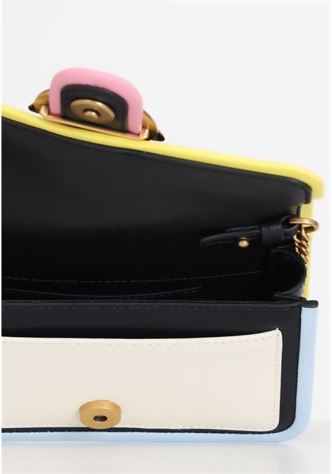 Borsa da donna nera Love one pocket con dettagli gialli azzurri e rosa PINKO | Borse | 100061-A1K1ZZ2Q