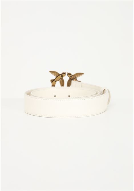 White women's belt with Love Birds Diamond Cut buckle PINKO | Belts | 100125-A0F1Z14Q