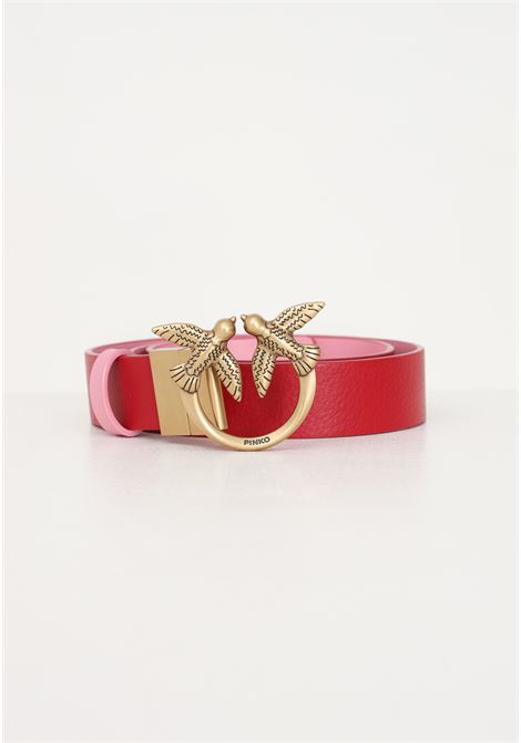 Cintura da donna  bicolore rossa/rosa Love Birds reversibile PINKO | Cinture | 100125-A1K3RN6Q