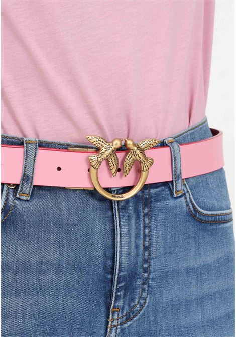 Two-tone red/pink Love Birds reversible women's belt PINKO | Belts | 100125-A1K3RN6Q
