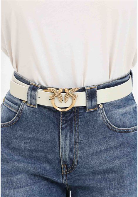 Two-tone white/black Love Birds reversible women's belt PINKO | Belts | 100125-A1K3ZZ1Q