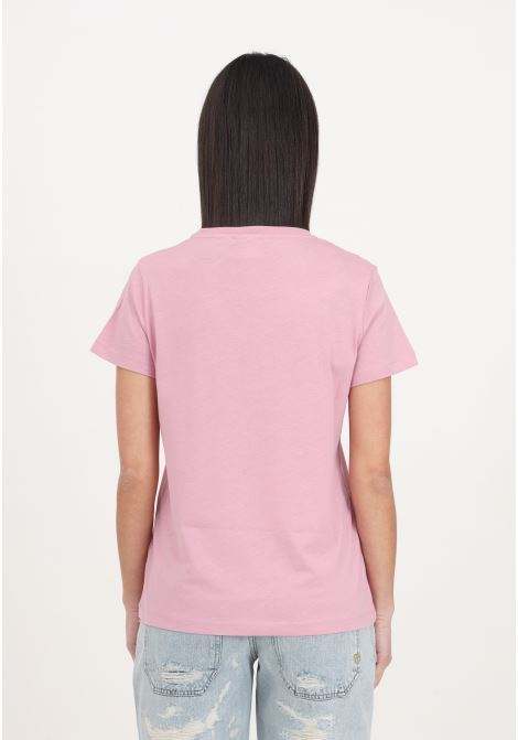 T-shirt da donna rosa orchidea ricamo love birds PINKO | T-shirt | 100355-A1NWN98