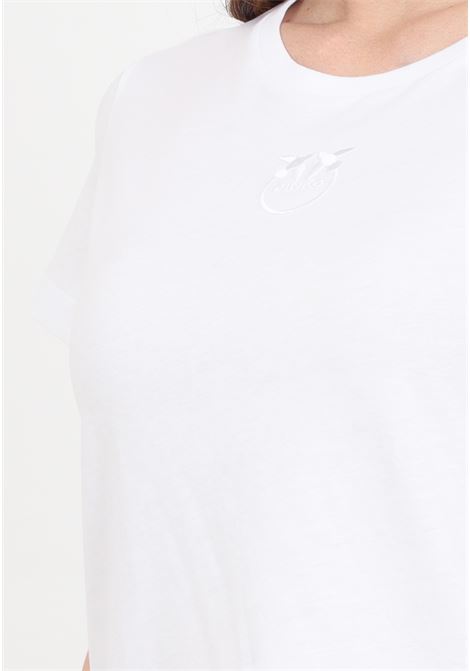 White women's t-shirt with love birds embroidery PINKO | 100355-A1NWZ04