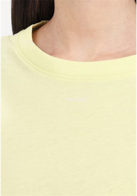 T-shirt da donna giallo cicoria indivia mini logo PINKO | T-shirt | 100373-A1N8H23