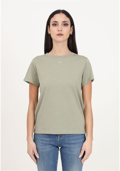 T-shirt da donna verde vertiver mini logo PINKO | T-shirt | 100373-A1N8U84