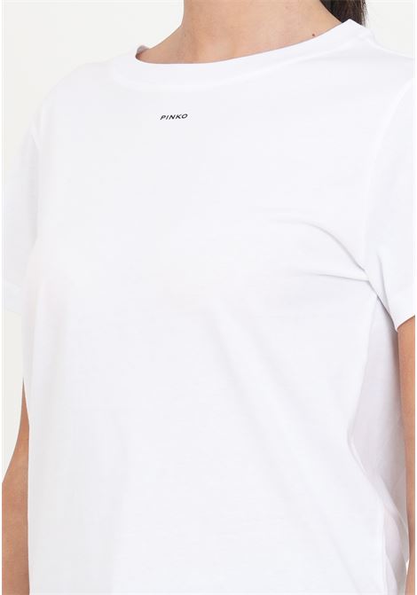 T-shirt da donna bianca mini logo PINKO | 100373-A1N8Z04