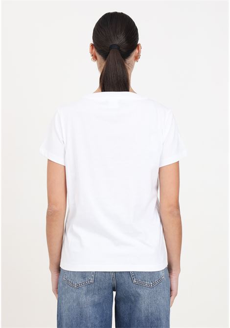 T-shirt da donna bianca mini logo PINKO | T-shirt | 100373-A1N8Z04