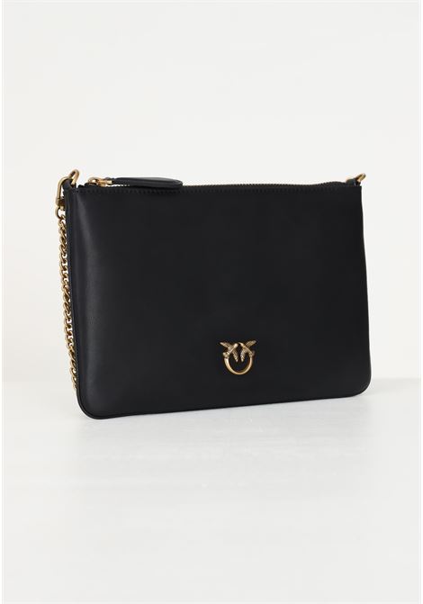 Flat Classic women's black clutch bag with logo plaque and shoulder strap PINKO | 100455-A0F1Z99Q