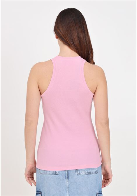Women's pink orchid ribbed lettering logo top PINKO | Tops | 100822-A15EN98