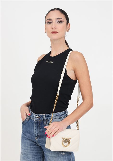 Women's black ribbed top with lettering logo PINKO | Tops | 100822-A15EZ99