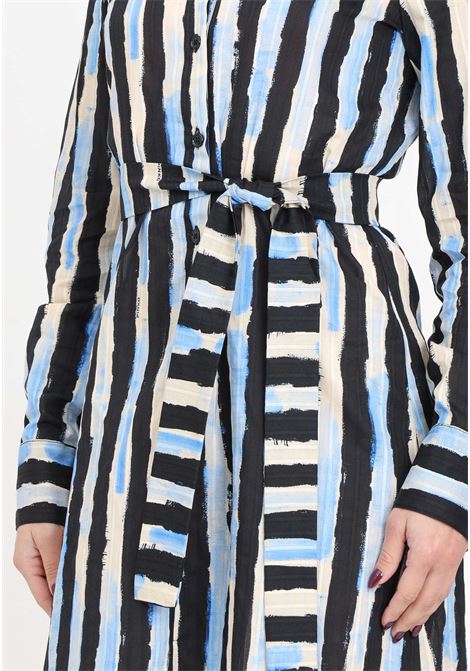 Women's midi shirt dress with pictorial stripe, black, butter blue PINKO | Dresses | 100909-A1UKDZE