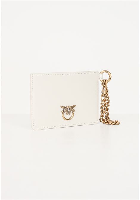 Women's card holder in white leather with Cardholder Chain PINKO | Wallets | 102748-A0F1Z14Q