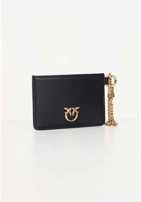 Women's card holder in black leather with Cardholder Chain PINKO | Wallets | 102748-A0F1Z99Q