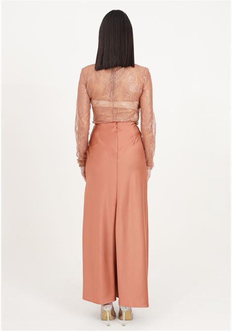 Elegant long blush brown women's skirt in hammered satin PINKO | Skirts | 102769-Z345L44