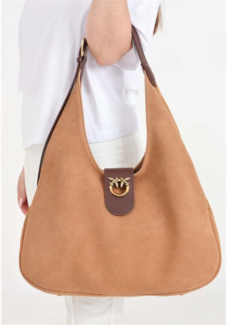 Women's hobo bag in brown suede and leather PINKO | 102785-A0YGL17Q