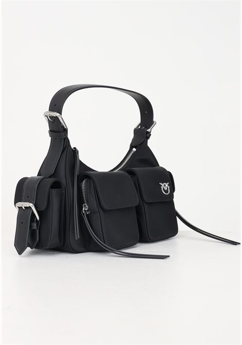 Black women's shoulder bag with love birds logo plate PINKO | 102794-A1J4Z99N