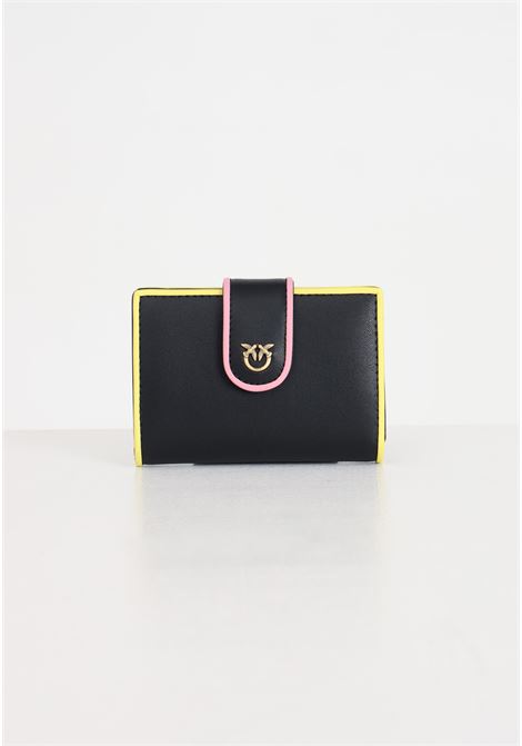 Black nappa women's wallet with yellow and pink details PINKO | 102840-A1K1Z99Q