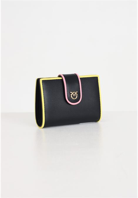 Black nappa women's wallet with yellow and pink details PINKO | 102840-A1K1Z99Q