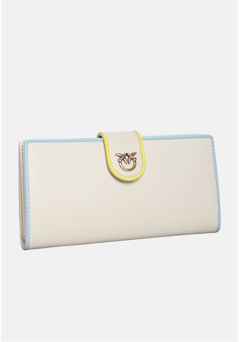 Cream women's wallet with blue and yellow border PINKO | Wallets | 102841-A1K1Z14Q