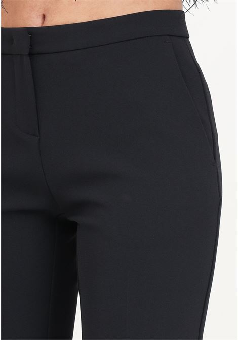 Pantaloni da donna eleganti nero limousine in tessuto crêpe tecnico stretch PINKO | Pantaloni | 102862-A0HCZ99