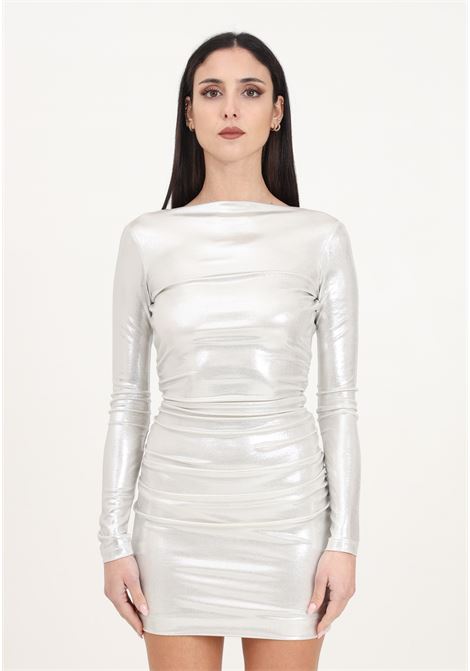 Pearl white women's dress in laminated jersey PINKO | 103041-Y5RAZ08