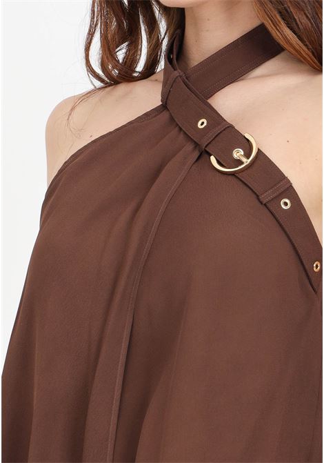 Low-cut brown women's top with strap PINKO | Tops | 103099-A1O6L74