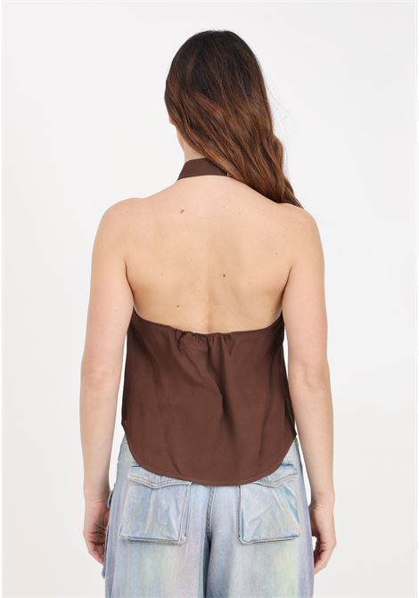Low-cut brown women's top with strap PINKO | Tops | 103099-A1O6L74