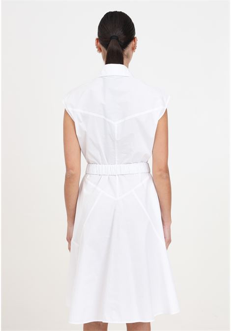 Women's white shirt dress midi dress with love birds plaque belt PINKO | Dresses | 103111-A1P4Z04