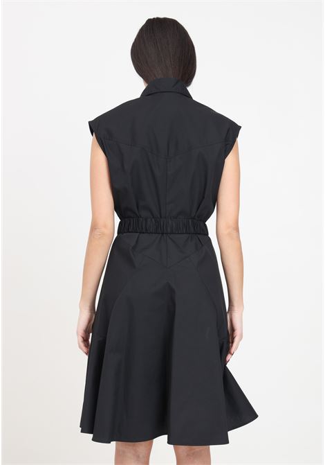 Women's black shirt dress midi dress with love birds plaque belt PINKO | 103111-A1P4Z99