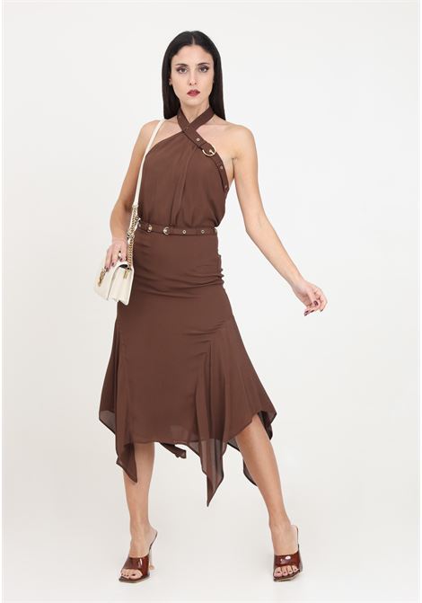 Fluid brown brown women's midi skirt with strap PINKO | Skirts | 103125-A1O6L74